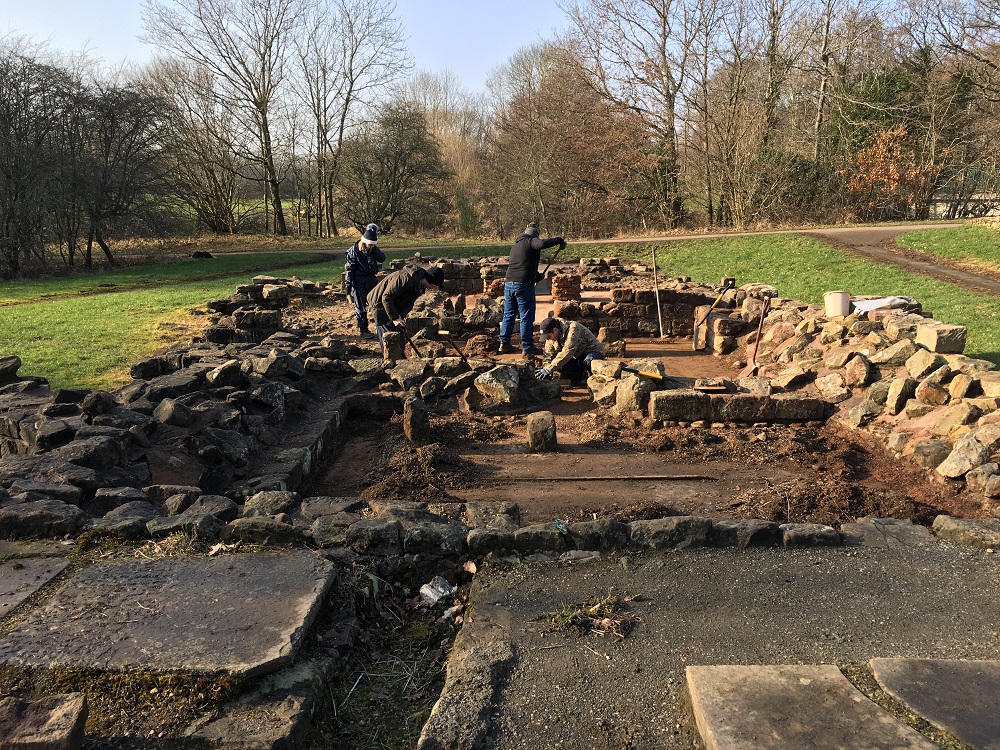 Phoenix Futures service users set to work at the Roman bath house, Strathclyde Country Park