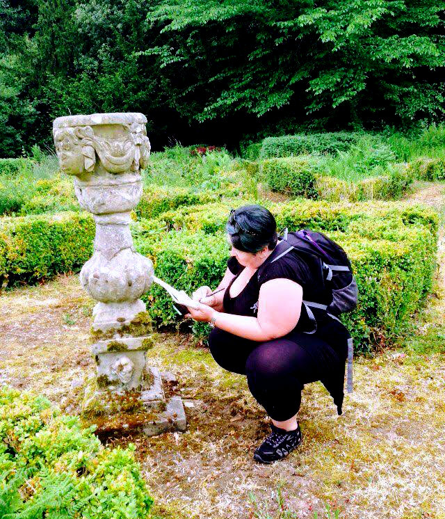 The historic sun dial at Dalserf requires closer examination
