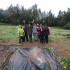 Volunteers behind first day's progress building a tile kiln